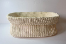 Crochet Knit Pattern Woven Basket Storage Multi-Purpose Home Decor Light Yellow