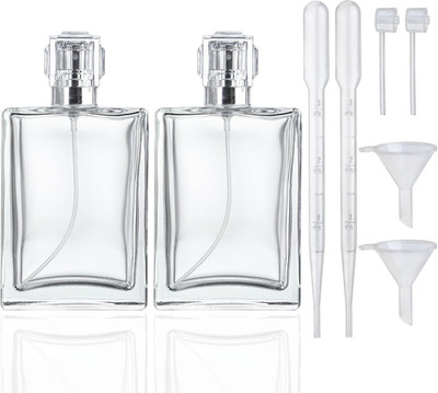 2 Pack Perfume Spray Bottles, 100ml/3.4oz Refillable Glass Perfume Atomizer, Emp