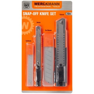 Alu Cuttermesser Set 12-tlg 18mm 9mm Teppichmesser Universalmesser Ersatzklingen