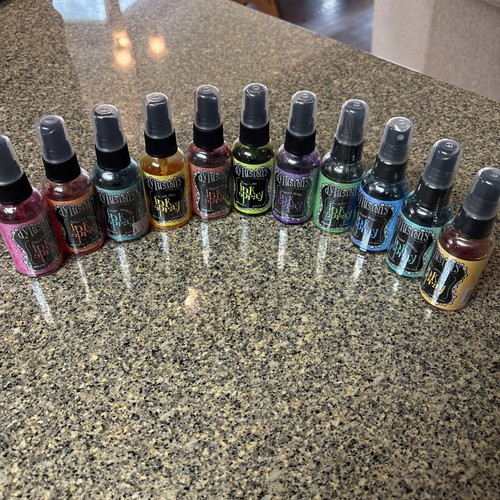LOT Dylusions by Ranger INK SPRAY 11 bottles - New & Used Blue Pink Orange Lime