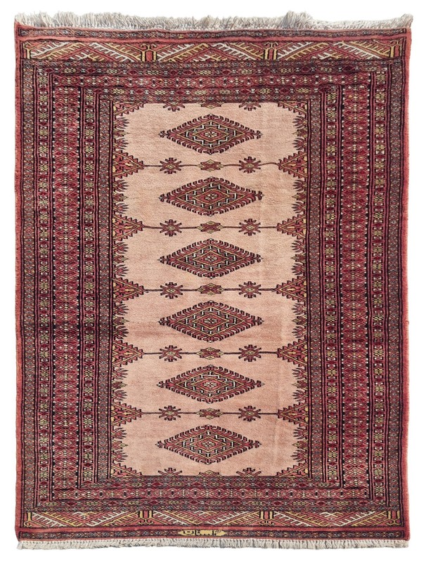 Rare Hand knotted Vintage Pakistani Bokhara Jhaldar Wool Area Rug 5 x 3 Ft