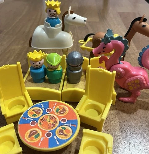 Vintage Fisher Price Little People Castle Accessories White Horse  Dragon Knight