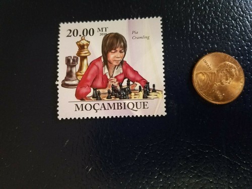 Sello perforado Pia Cramling Swedish Chess Grandmaster 2010 Mocambique