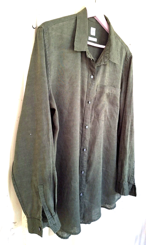 Gap Womens Shirt L Hunter Green Linen Long Sleeve Collared Pocket Button Up - Picture 5 of 10
