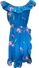Vintage Classic Original Hawaiian Dress Royal Blue Y2k M USA