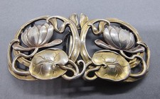 Unusual Antique Art Nouveau Belt Buckle 2 Pieces Silver Gilded around 1910 Z205