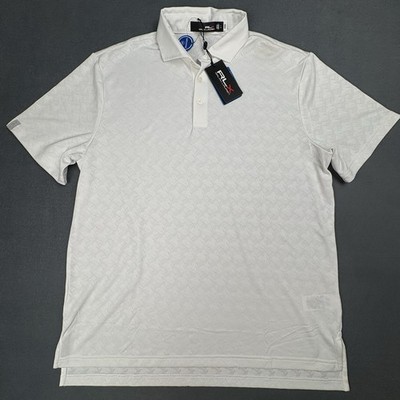 Ralph Lauren RLX Golf Men's Large White Boats Polo Shirt Moisturizer Wicking