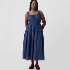 GAP X Doen Denim Eyelet Dress - Medium