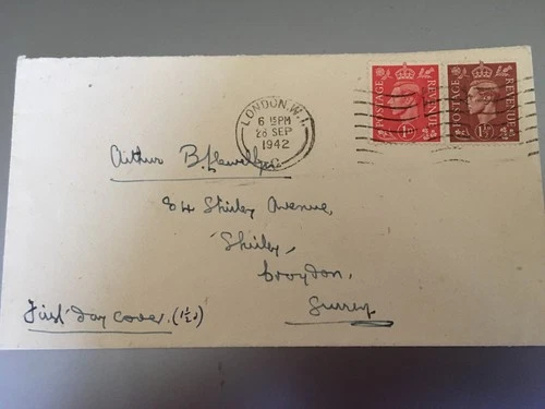 GB STAMPS RARE FIRST DAY COVER 1942 KGVI 1 1/2d DEFINITIVE LONDON