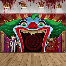Halloween Clown Decorations Scary Carnival Backdrop Banner Party Decor Supplies