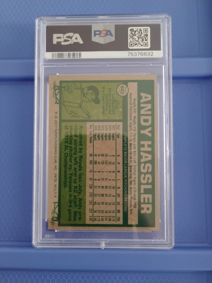 1977 Topps #602 Andy Hassler PSA 6 - Image 2 of 2