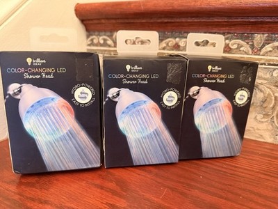 Brilliant Ideas RGB Multi-Color Changing LED Shower Head Hydro-Powered NEW 3