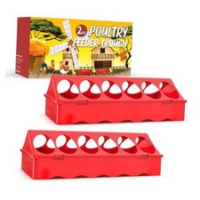 2-Pack Plastic Flip-Top Poultry Feeders, Spill-Proof Chick with Feeder Trough