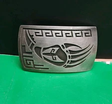 HOPI LAWRENCE SAUFKIE (1934-2011) STERLING SILVER BEAR CLAW BELT BUCKLE 3"x2" 