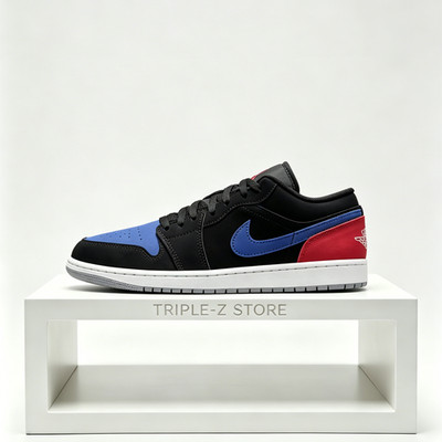 Air Jordan 1 Low Black True Blue Varsity Red White 553558-049 Men's Size 8 - 13