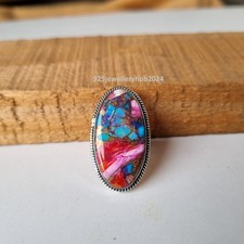 Anillo de piedras preciosas turquesa cobre rosa plata esterlina 925 promesa regalo anillo PG6286