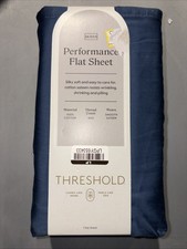 Queen 400 Thread Count Performance Flat Sheet Metallic Blue - Threshold: Cotton