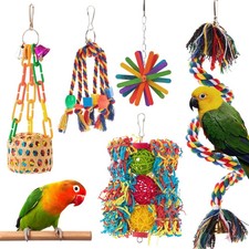 Bird Toys Parakeet Toy Parrot Chewing Shredding Foraging Toys with Rope Perch Ha
