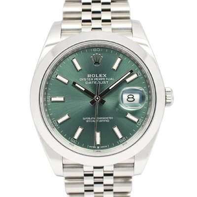 ROLEX Datejust 41 126300 grün Automatik Herrenuhr gebraucht #72107