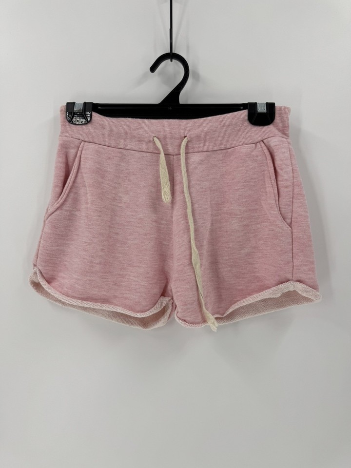 Pink hot shorts with drawstring waist and pockets 