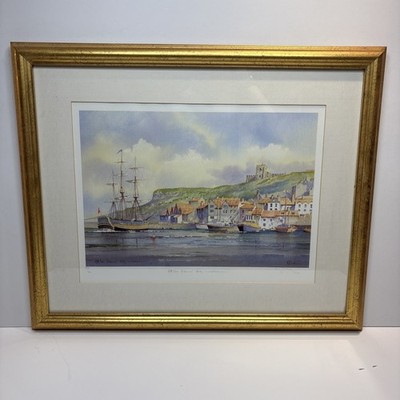 Limited Edition Holzrahmen K.W.Burton HM Bark Endeavour Whitby 235/850