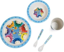 ODDBODS Bamboo Fiber Kids Dinner Set 5pc Eco Biodegradable BPA-Free
