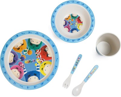 ODDBODS Bambusfaser Kinder Geschirrset 5-teilig ökologisch biologisch abbaubar BPA-frei