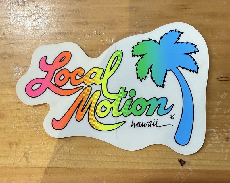 LOCAL MOTION Hawaii Surfboard Clear Rainbow Neon 80's Vintage Surfing STICKER