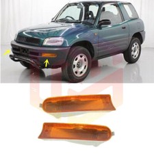 ❤ Left+Right Amber Front Bumper Fog Lights For Toyota RAV4 1995-1997
