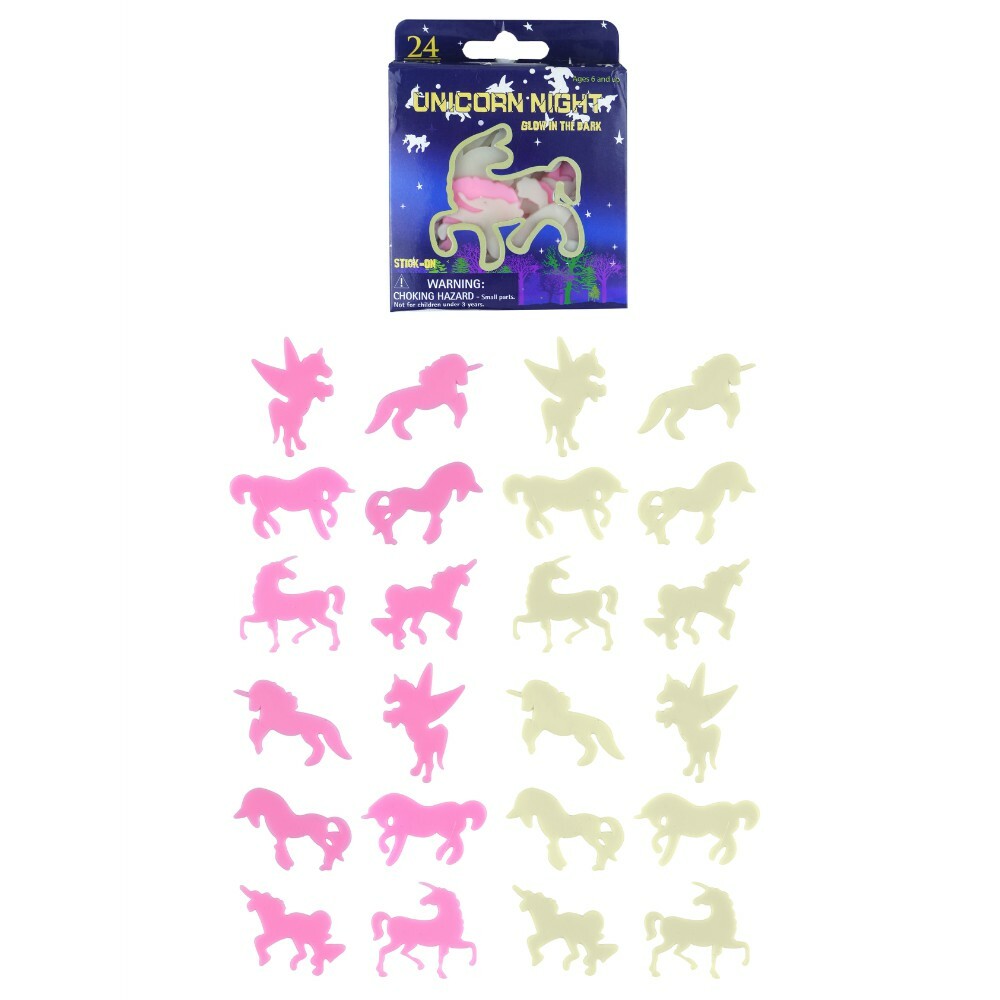 Unicorn Wall Stickers Glow In The Dark Childrens Night Bedroom 24 Piece Box
