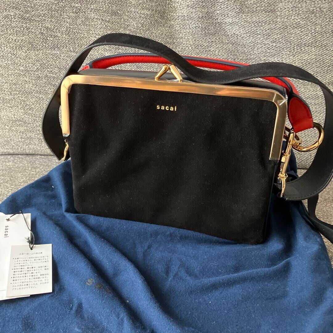 SACAI Handbag Shoulder Bag Purse Leather in Navy x Black w SACAI Handbag Shoulder Bag Purse Leather in Navy x Black w