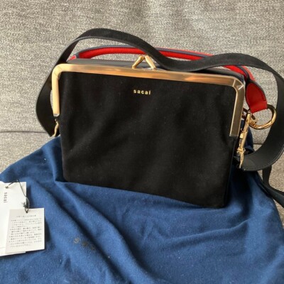 SACAI Handbag Shoulder Bag Purse Leather in Navy x Black w