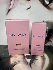 2 NIB Giorgio Armani  MY WAY PARFUM 3oz & MY WAY INTENSE .5oz Travel Size