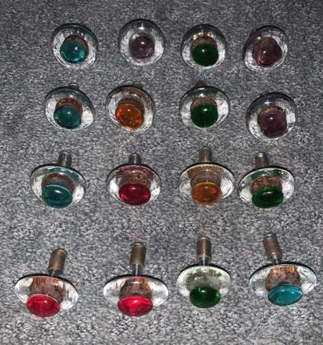 Vintage Rare 70s Groovy Multicolor Glass Nipples Cabinet / Drawer Pulls 16 Lot