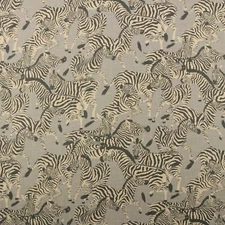 WAVERLY HERD TOGETHER ORE GRAY ZEBRA MULTIPURPOSE LINEN FABRIC BY YARD 54"W
