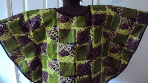 African Ankara Contton Print Round Cape Blouse Top Green - One Size UK 10-14 - Picture 3 of 6