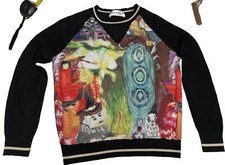 Women's Cute knit jumper with Clown art, long sleeves Size 10 see measurements 