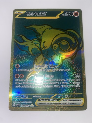 Pokémon Chi-Yu EX Paldean Fates Oro Arte Completo Secreto Raro 241/091 ¡COMO NUEVO!