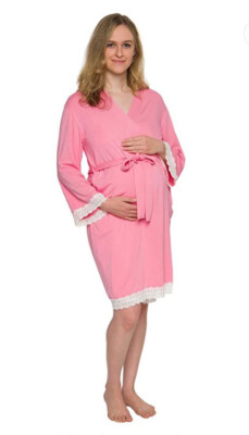 SILVER LILLY Maternity Kimono Robe DUSTY ROSE/PINK NWT SZ L/XL Nursing  Pregnancy