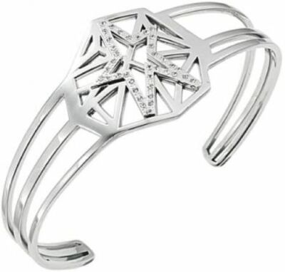 Bracelet Thierry Mugler Plaqué Argent Avec Zirconium Bleu Et Blanc - Neuf étiqueté T51102BZ