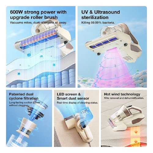 JIMMY Anti Mite Vacuum Cleaner 600W Dust Mite Cleaner With UV/Ultrasonic/55℃ - Picture 3 of 4