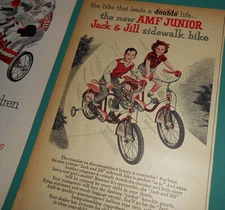 Vintage 1950s AMF Junior Trikes Bikes Children Jack Jill Boy Girl Print Ads