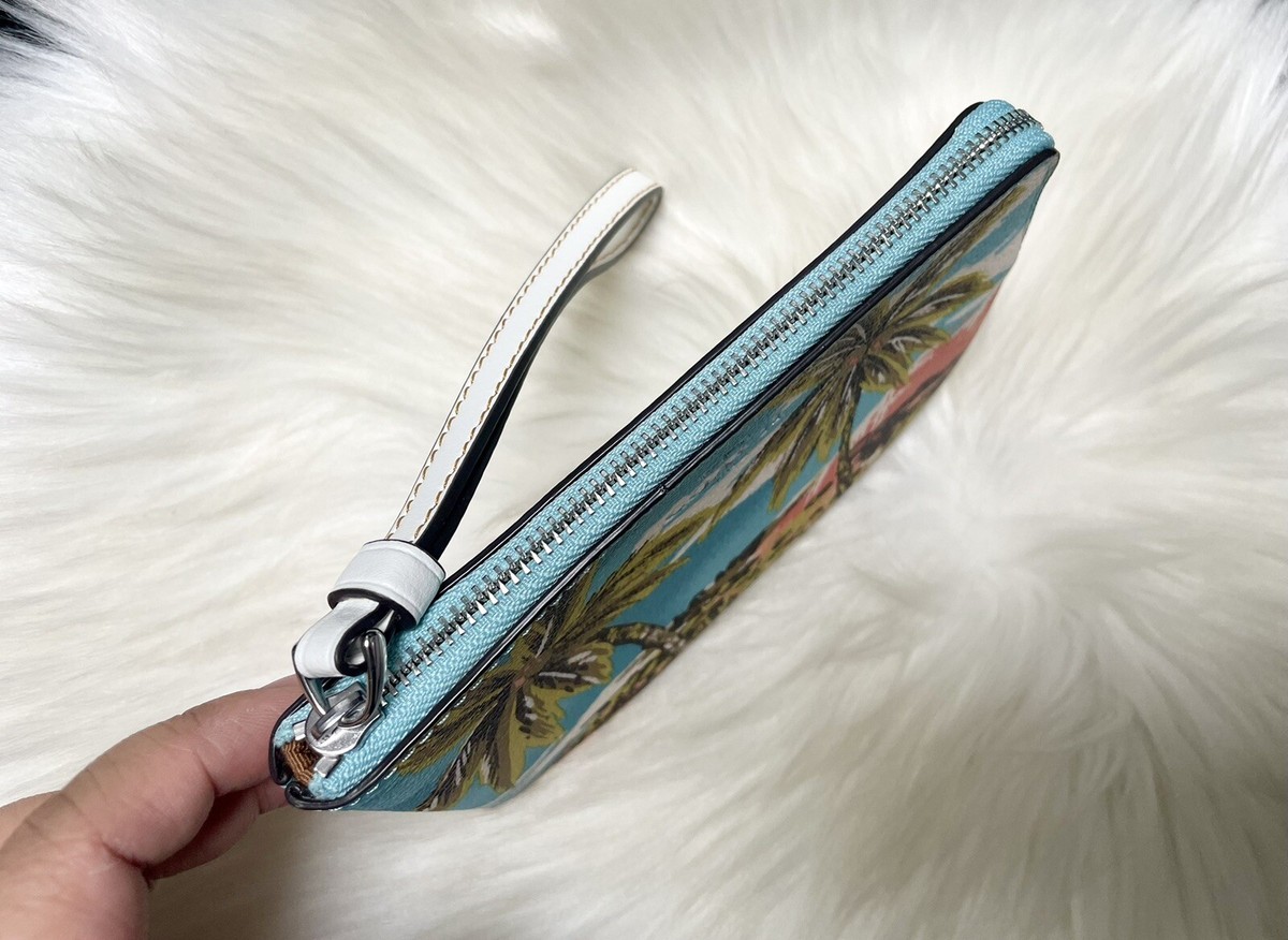 NWT COACH Corner Zip Wristlet With Hawaiian Print - CK416 | eBay