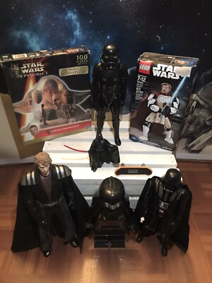 STAR WARS BUNDLE! 8 ITEMS. 3 1ft ACTION FIGURES AND MORE! 2 Boxes
