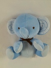 Fisher Price Blue Elephant Plush 7" Stuffed Animal Baby Toy Brown Ribbon Bow