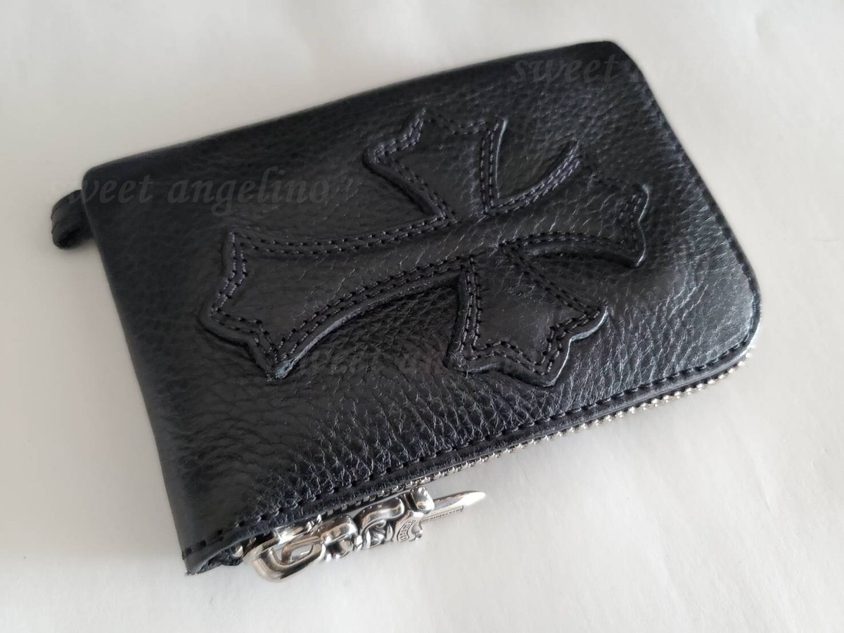 小物 chrome hearts tiny zip wallet Chrome Hearts Tiny Zip Cemetery Cross Patch Wallet Black