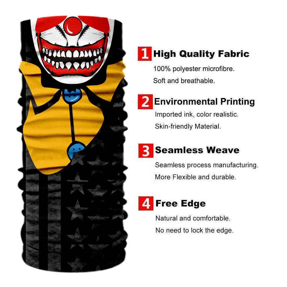 Skull Bandana Face Masks UV Sun Protection Face Cover Scarf Neck Gaiter Headwear - Image 3 of 4