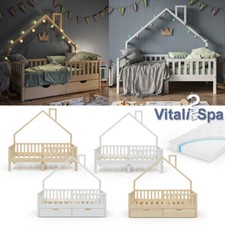 Hausbett Kinderbett Spielbett Rausfallschutz 80x160cm Noemi VitaliSpa 
