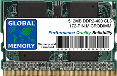 512MB DDR2 400MHz PC2-3200 172-PIN MICRODIMM MEMORY RAM FOR  LAPTOPS/NOTEBOOKS UK