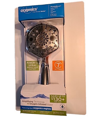 Shower Head Oxygenics 7  Spray Handheld PowerSelect Chrome Finish 89146 New  Box